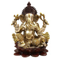 RoyalStuffs 22 Inch Large Brass Lord Ganesha Statue – Handmade Exotic Triple Chola Finish Ganpati Idol on Lotus