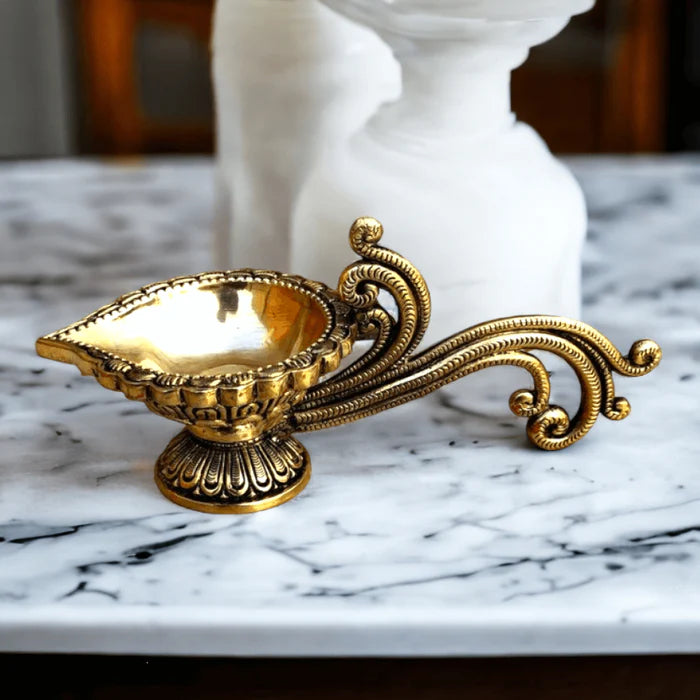 RoyalStuffs Heavy Brass Diya Aarti Lamp – Traditional Oil Diya for Pooja & Worship Prayer