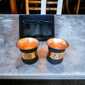 Set of 2 Silk Black Half Hammered Copper Tumblers – Pure Copper Water Glass Set (250 ML)