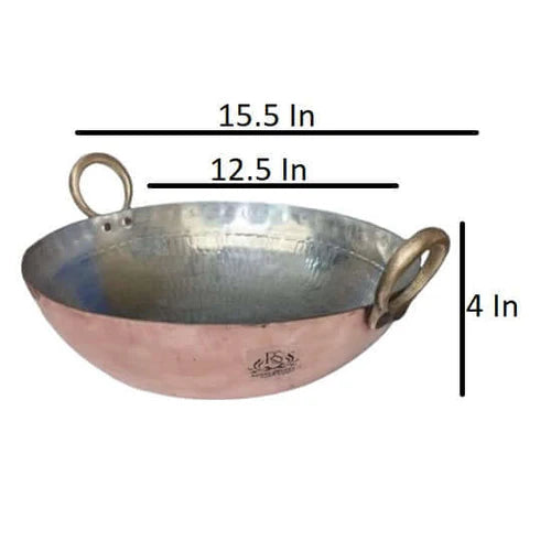 Hammered Copper Kadai with Tin Lining – Multi Purpose Cooking Kadhai (3 Litre)