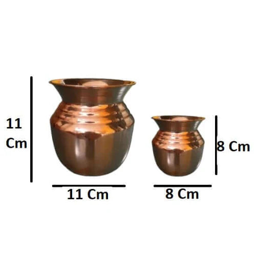 Set of 2 Pure Copper Lota Kalash – Handcrafted Copper Kalash Set for Drinking Water & Pooja