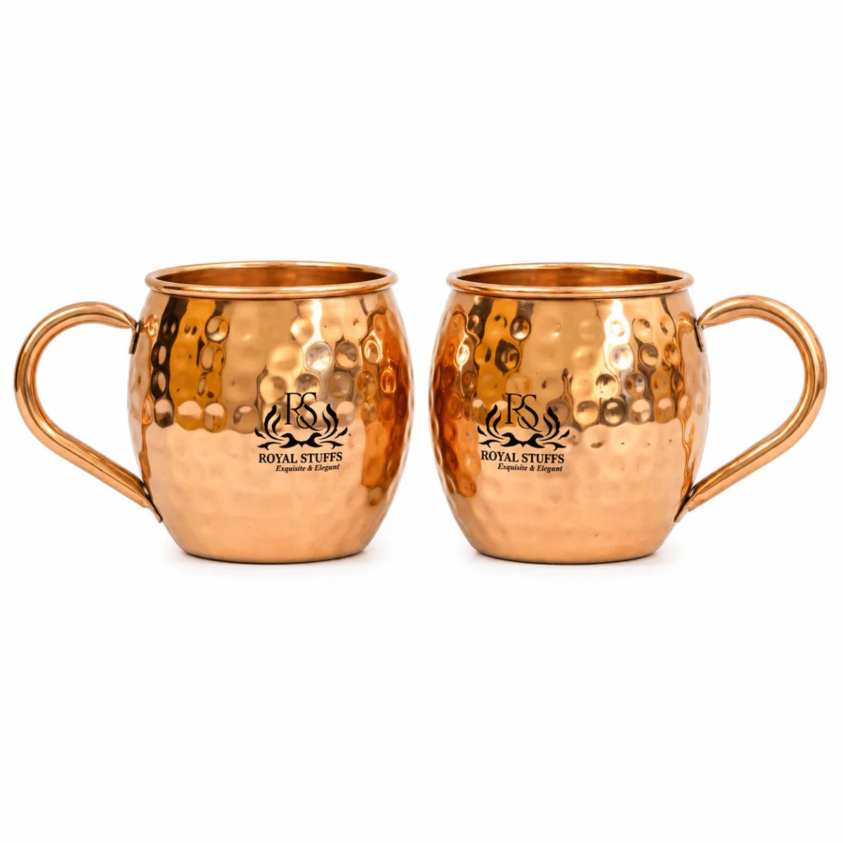 Set of 2 Handcrafted Copper Moscow Mule Mugs Hammered Pure Copper Unlined Mug Cups – 16 Oz