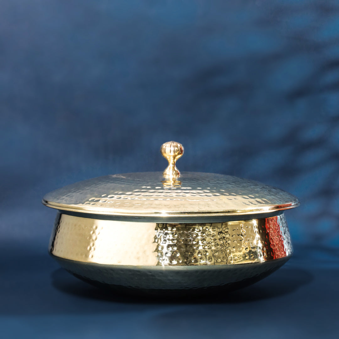 Hammered Brass Handi with Lid & Tin (Kalai) Coating – Traditional Heavy Brass Cooking & Serving Pot | RoyalStuffs