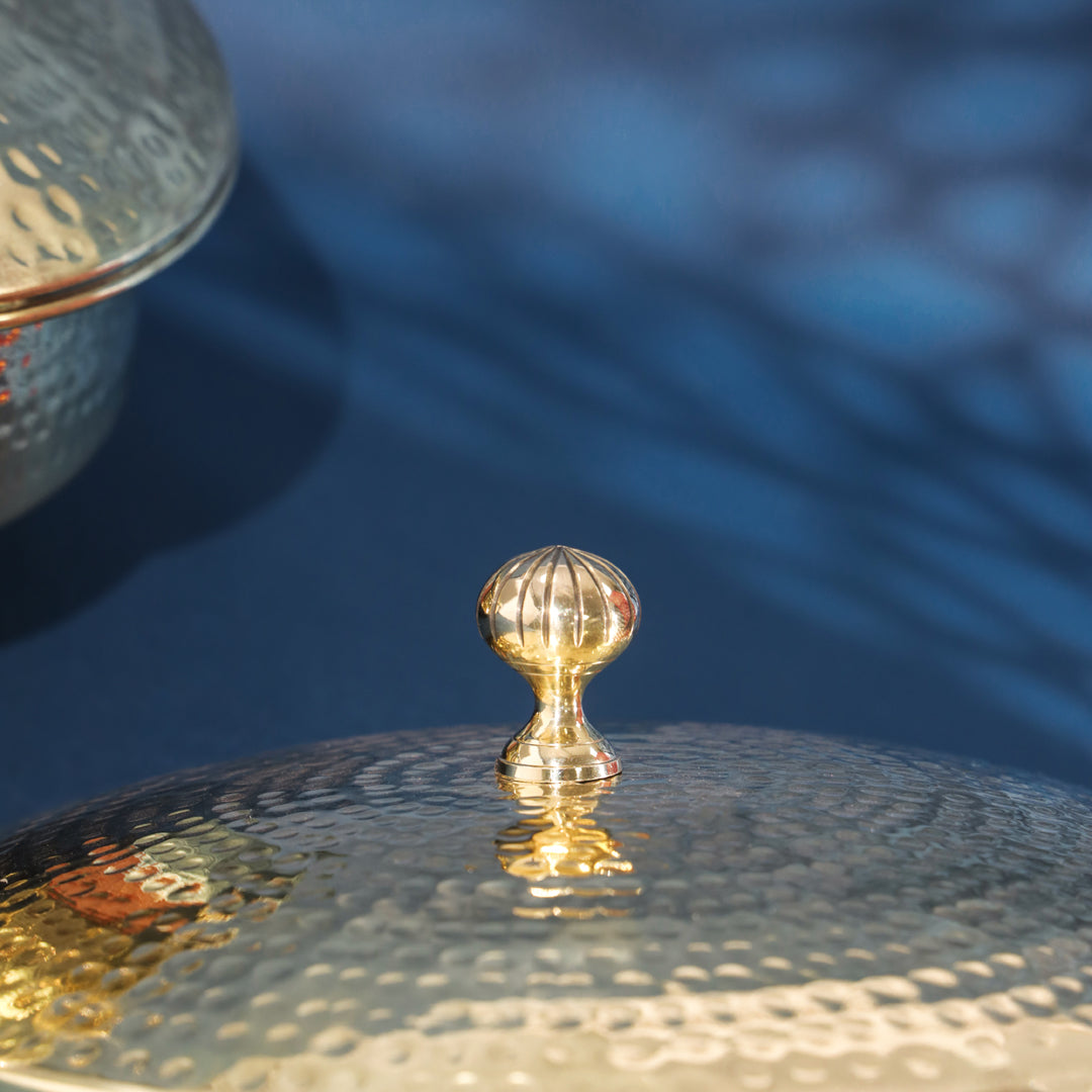 Hammered Brass Handi with Lid & Tin (Kalai) Coating – Traditional Heavy Brass Cooking & Serving Pot | RoyalStuffs