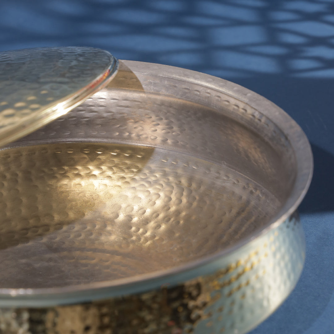 Hammered Brass Handi with Lid & Tin (Kalai) Coating – Traditional Heavy Brass Cooking & Serving Pot | RoyalStuffs