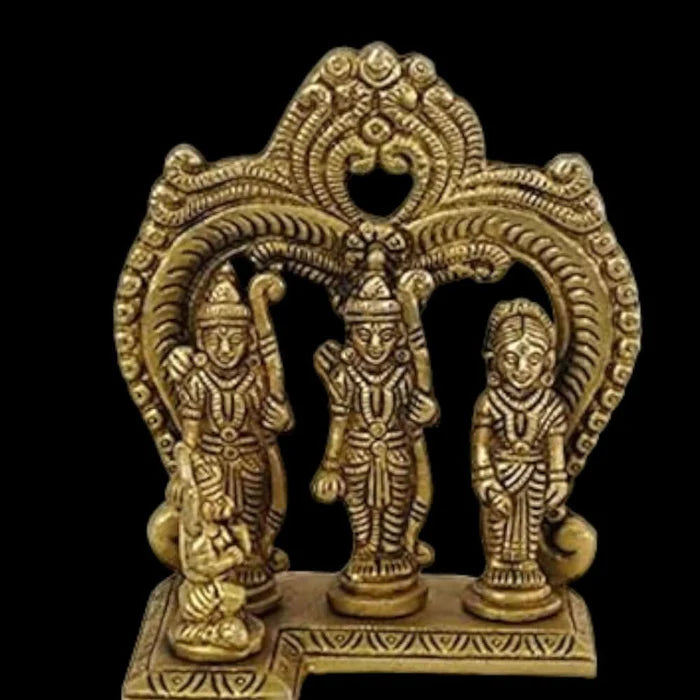 Brass Ram Darbar with Kaman Idol Statue – Handcrafted Spiritual Décor Figurine (4.5 Inch)