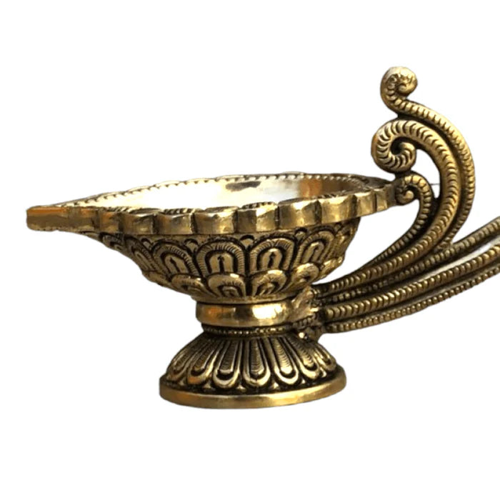 RoyalStuffs Heavy Brass Diya Aarti Lamp – Traditional Oil Diya for Pooja & Worship Prayer