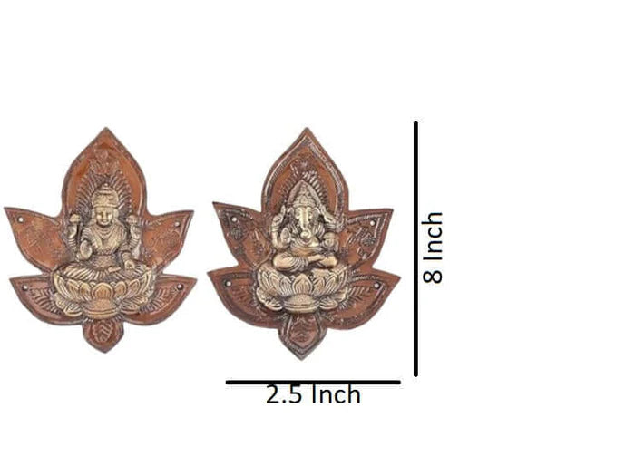 Heavy Brass Lakshmi Ganesha Patta Wall Hanging Set – Antique Finish Decorative Wall & Door Décor