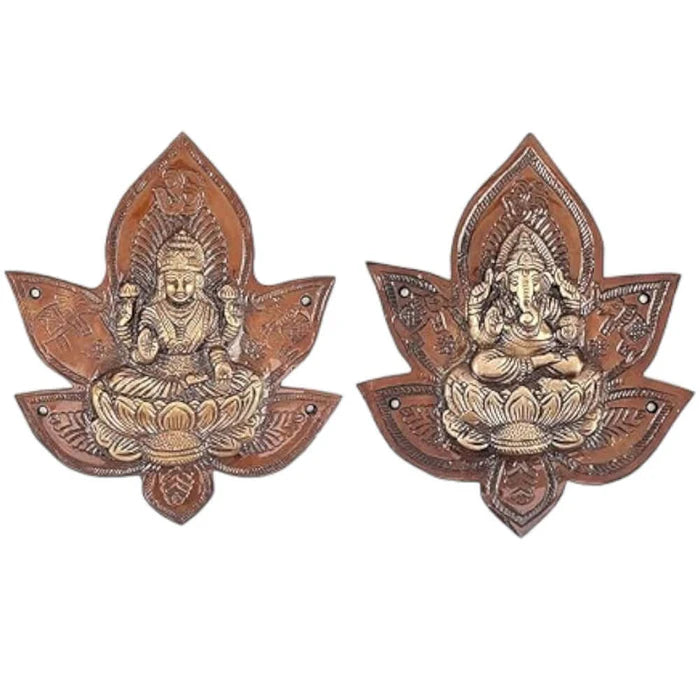 Heavy Brass Lakshmi Ganesha Patta Wall Hanging Set – Antique Finish Decorative Wall & Door Décor