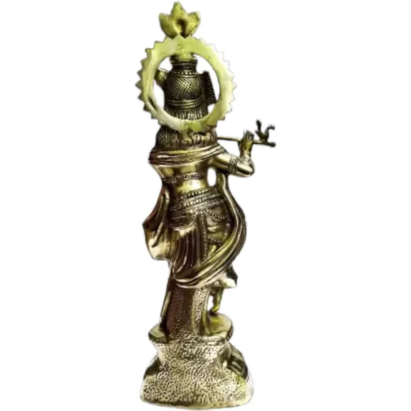 Brass Black Antique Krishna Decorative Showpiece 51 CM Handcrafted Brass Idol Statue