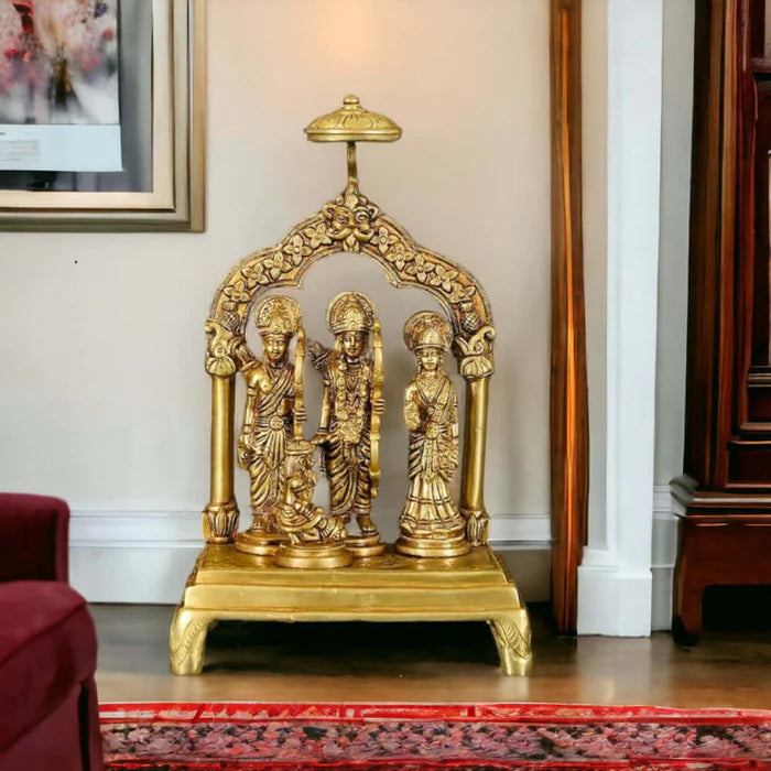 9 Inch Rama Durbar in Brass – Handmade Premium Spiritual Idol Décor