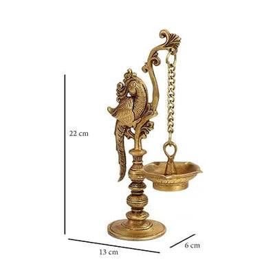 Brass Annam Bird Diya Oil Lamp Set – Handcrafted Traditional Hanging Deepam Décor (Set of 2)