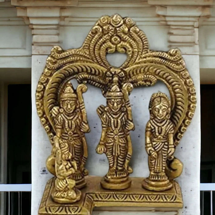 Brass Ram Darbar with Kaman Idol Statue – Handcrafted Spiritual Décor Figurine (4.5 Inch)