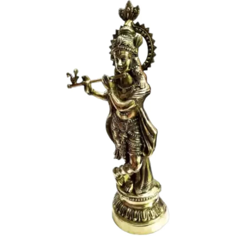 Brass Black Antique Krishna Decorative Showpiece 51 CM Handcrafted Brass Idol Statue