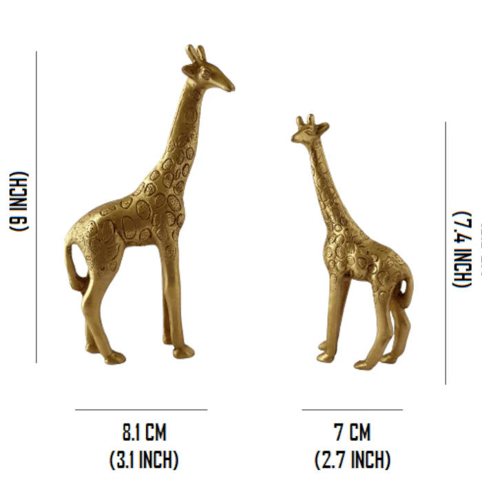 Decorative Brass Giraffe and Calf Statue Set – Handcrafted Luxury Home Décor Figurines