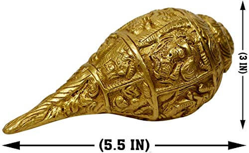 Royal Brass Ganesha on Shankh – Golden Finish Decorative Idol (1 KG)