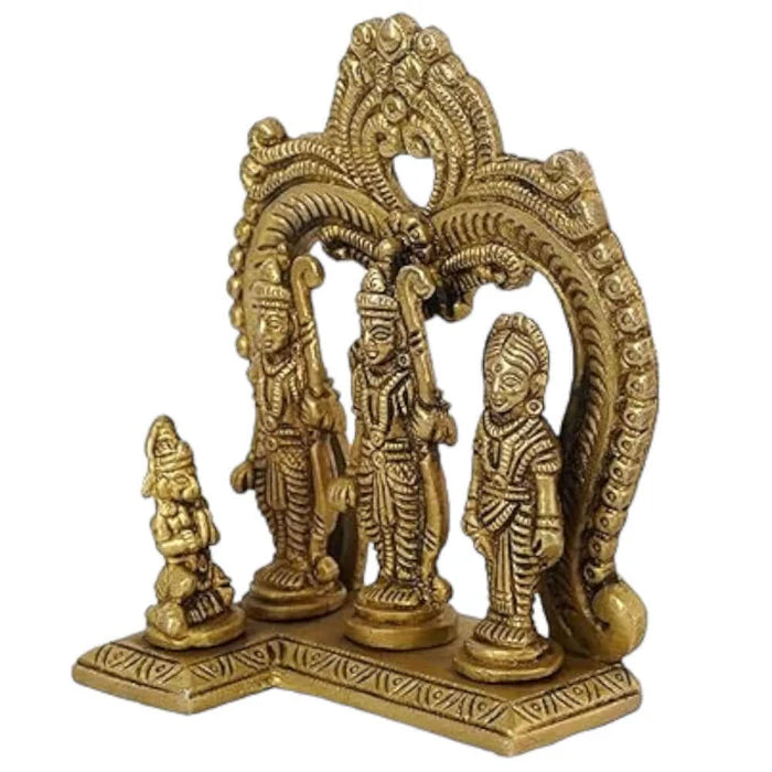 Brass Ram Darbar with Kaman Idol Statue – Handcrafted Spiritual Décor Figurine (4.5 Inch)