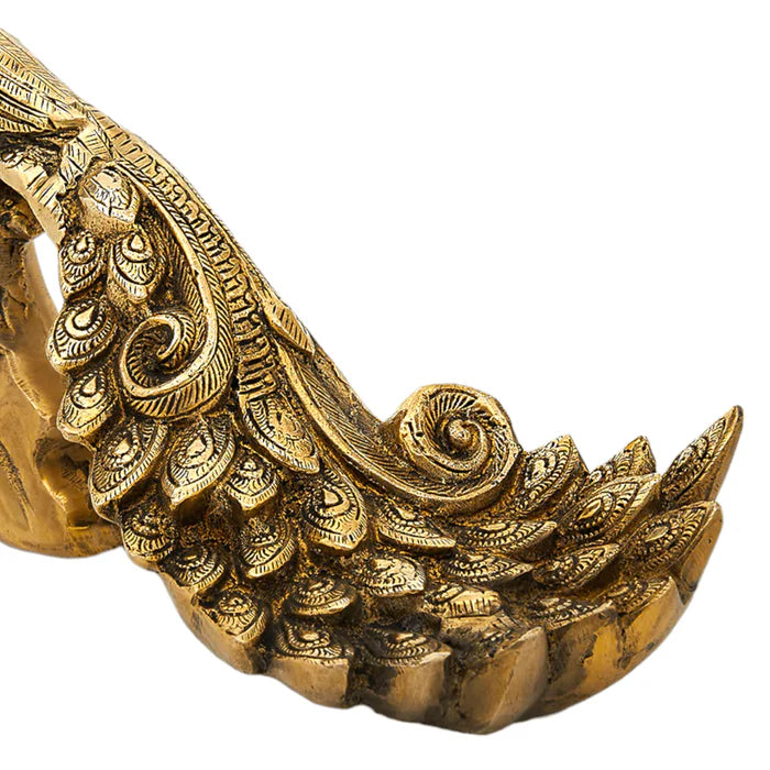 Brass Peacock Figurine Showpiece – Handcrafted Golden Peacock Home Décor Statue (17 CM)