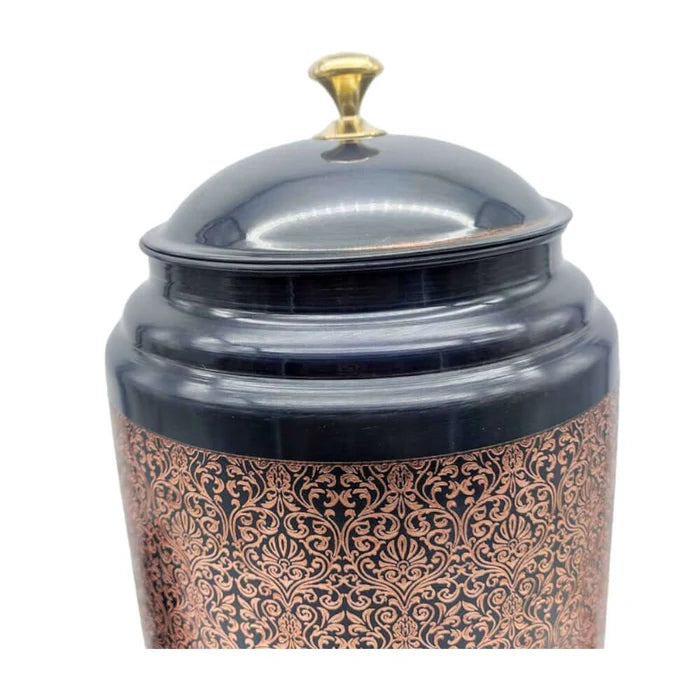 RoyalStuffs Copper Water Dispenser with Stand & Glass – 8 Liter Hammered Copper Water Tank