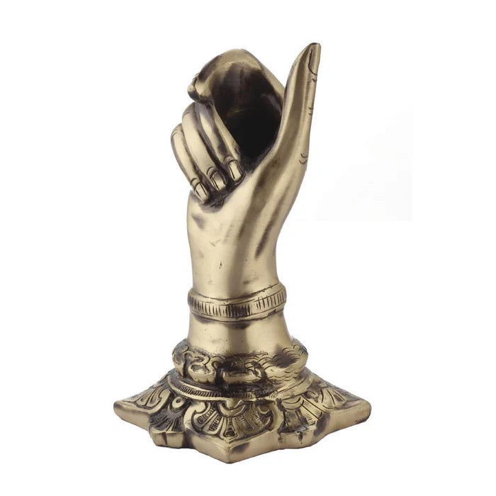 RoyalStuffs Brass Hand Shape Pen & Pencil Holder – Decorative Desk Organizer for Home & Office