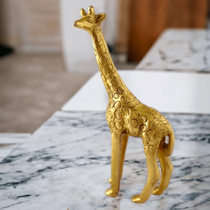 Decorative Brass Giraffe and Calf Statue Set – Handcrafted Luxury Home Décor Figurines