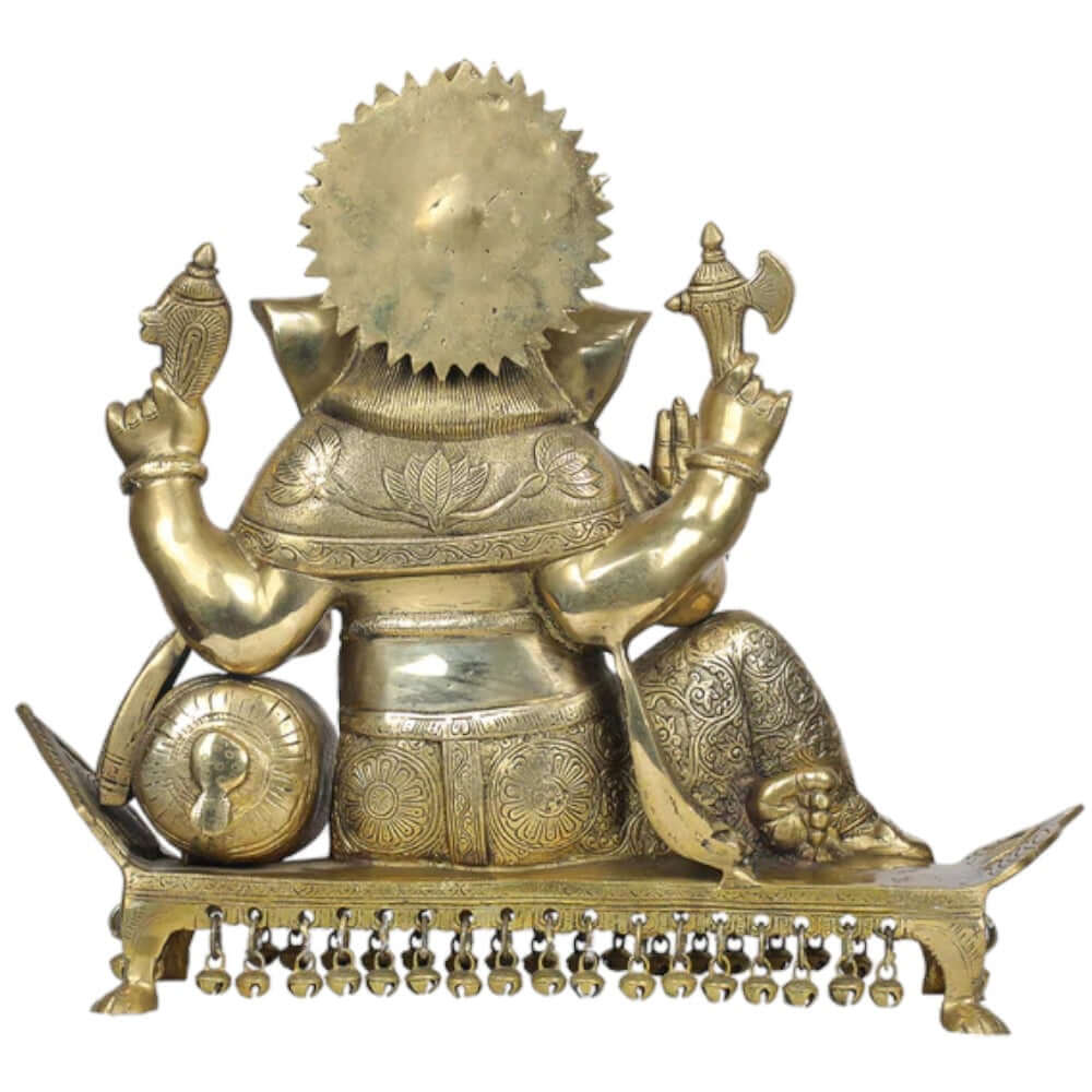 Royal Brass Lord Ganesha Sitting on Chowki – Handcrafted Premium Brass Idol (15 Inch)
