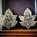 Heavy Brass Lakshmi Ganesha Patta Wall Hanging Set – Antique Finish Spiritual Décor (800 Gram)