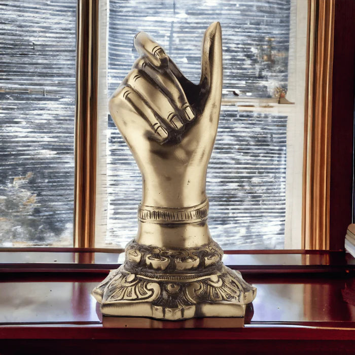 RoyalStuffs Brass Hand Shape Pen & Pencil Holder – Decorative Desk Organizer for Home & Office