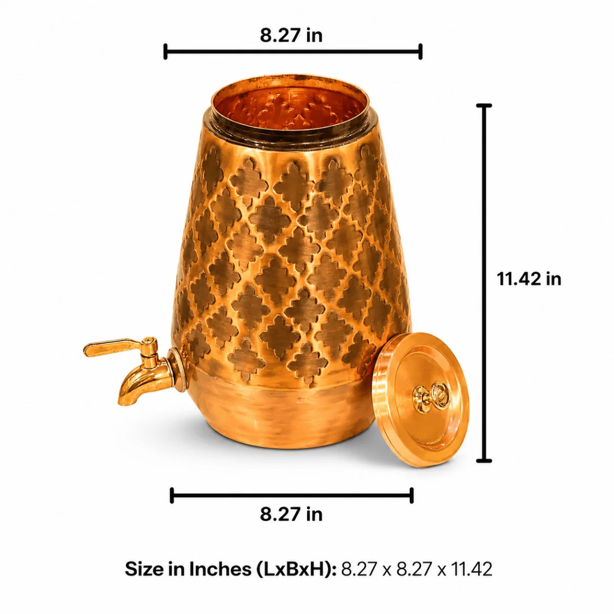 RoyalStuffs 5 L Pure Copper Water Dispenser – Conical Antique Kangura Design Beverage Dispenser with Tap