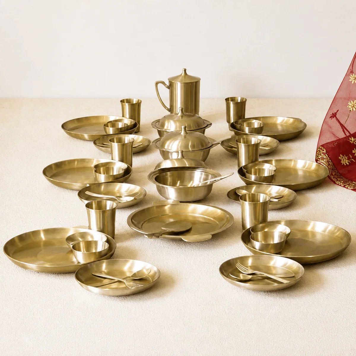 51 Piece Pure Kansa Dinner Set – Premium Bronze Dining Collection (80:20 Certified Bronze)