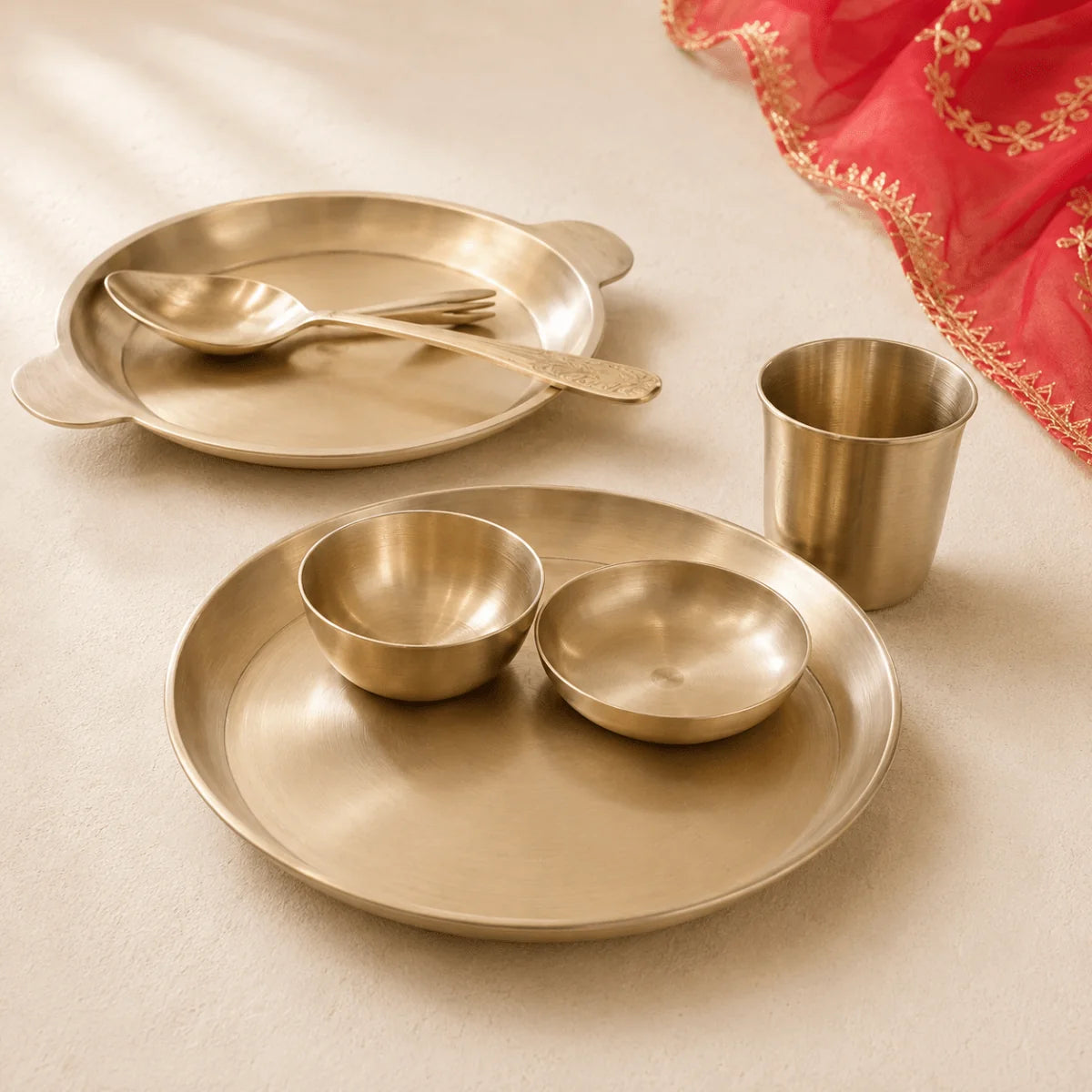 51 Piece Pure Kansa Dinner Set – Premium Bronze Dining Collection (80:20 Certified Bronze)