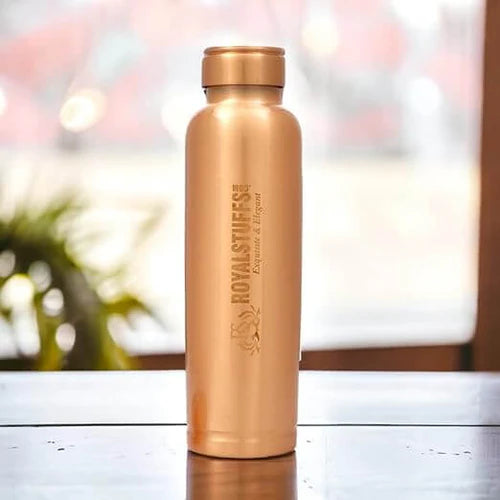 RoyalStuffs Pure Copper Water Dispenser Set – Hammered 8 Liter Copper Storage Tank with 2 Tumblers & 1 Bottle