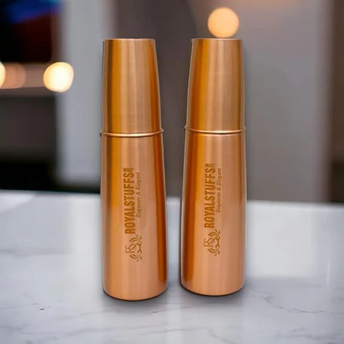 Pack of 2 Pure Copper Water Bottles – 1 Liter Extra Large Copper Drinkware Gift Set