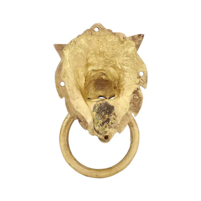 Gold Finish Brass Lion Door Knocker – Handcrafted Decorative Entrance Hardware