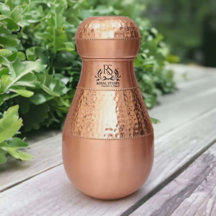 1500 ML Pure Copper Lotus Water Jug – Handcrafted Hammered Copper Pitcher with Lid