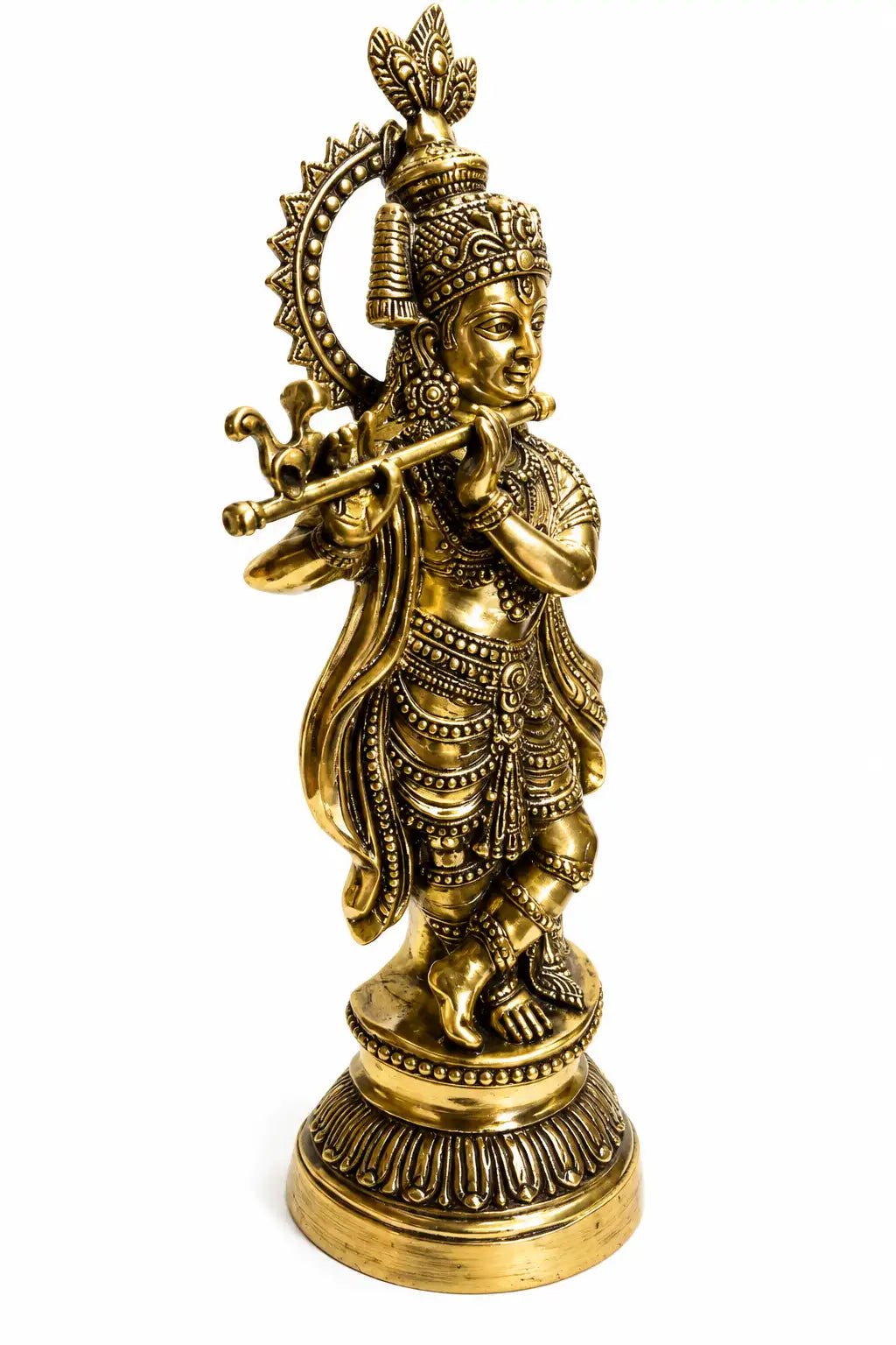 Brass Black Antique Krishna Decorative Showpiece 51 CM Handcrafted Brass Idol Statue