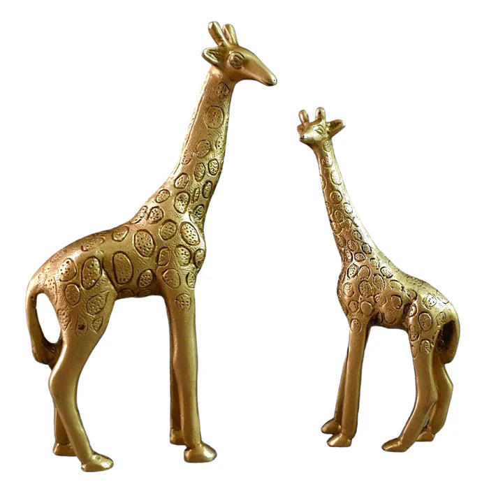 Decorative Brass Giraffe and Calf Statue Set – Handcrafted Luxury Home Décor Figurines