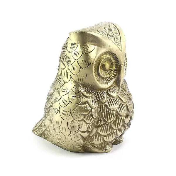 Set of 2 Decorative Brass Owl Showpieces – Handcrafted Premium Home Décor Figurines