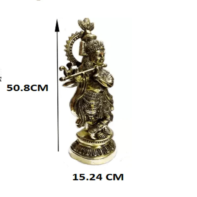 Brass Black Antique Krishna Decorative Showpiece 51 CM Handcrafted Brass Idol Statue