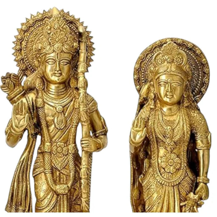 Shri Ram Darbar Brass Statue Set – Premium Handcrafted Rama Sita Lakshman Hanuman Idol Set (15.5 Inch)