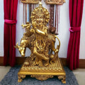 Lord Krishna Brass Statue with Cow – Premium Handcrafted Brass Krishna Idol (16 Inch)