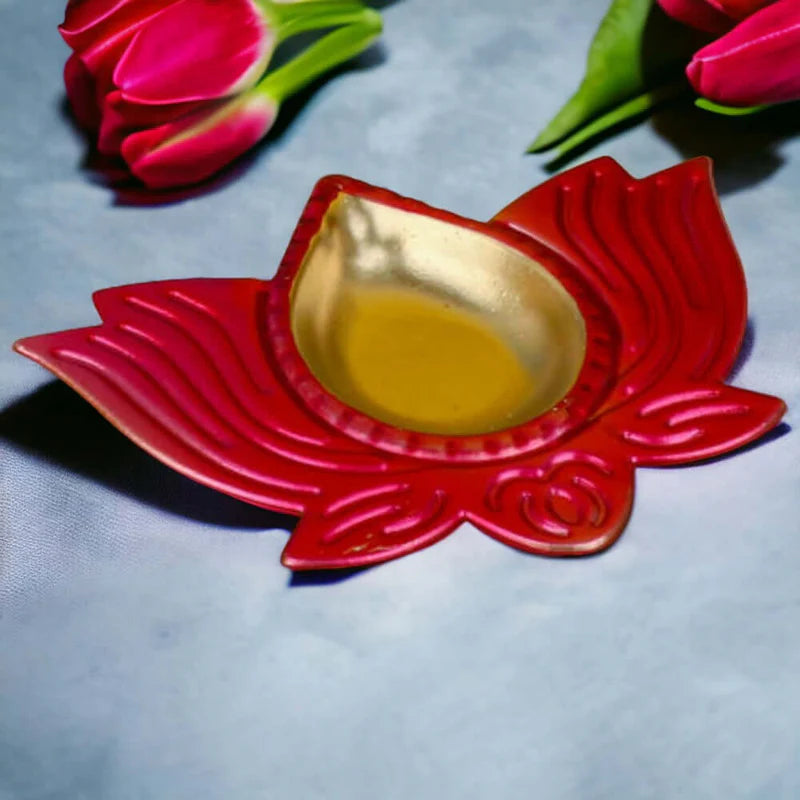 Heavy Weight Big Brass Diya Set of 8 Festive Diwali Puja Candle Tea Light Holder Flower Petal Oil Lamp for Home Temple Office Decoration Table Diya Return Gift Item – 800 Gram