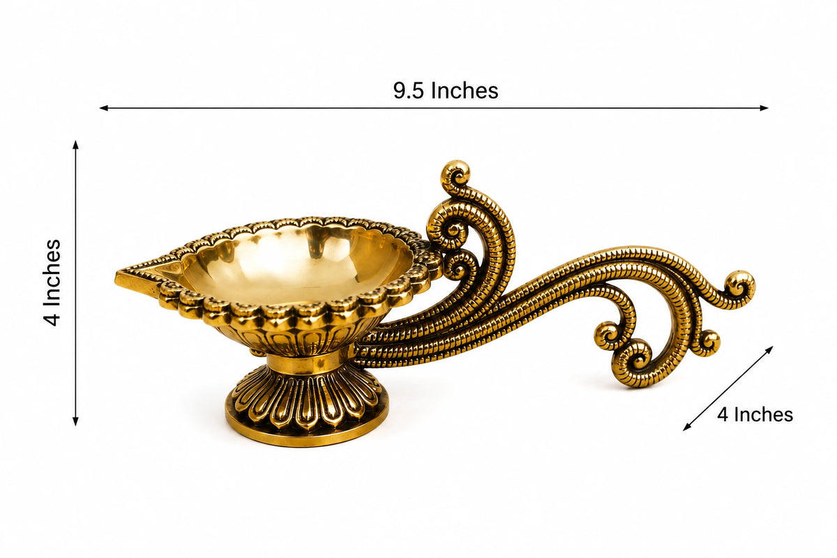RoyalStuffs Heavy Brass Diya Aarti Lamp – Traditional Oil Diya for Pooja & Worship Prayer