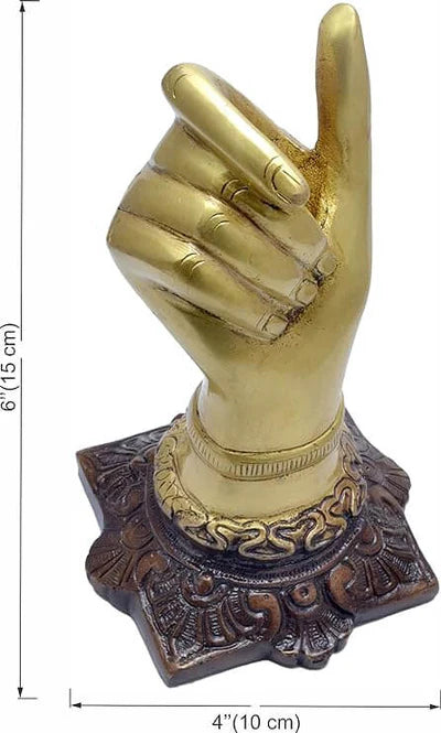 RoyalStuffs Brass Hand Shape Decorative Showpiece with Pen Holder – 16 CM Golden Desk Organizer