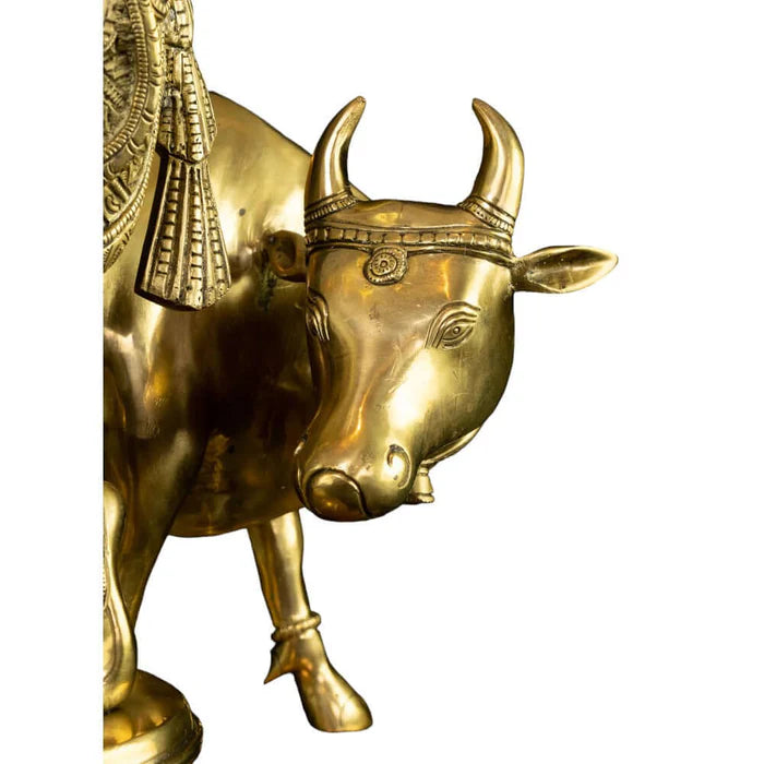Brass Krishna with Cow Statue – Golden Finish Premium Handcrafted Krishna Idol (25 Inch)