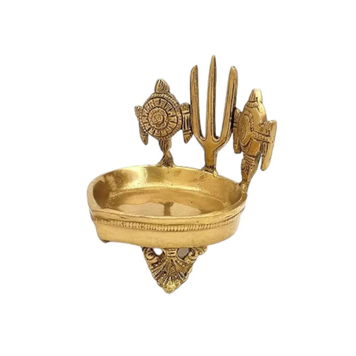 RoyalStuffs Shanku Chakra Namah Deepam Brass Diya – Heavy Kuber Deepam Oil Lamp for Pooja & Diwali Décor