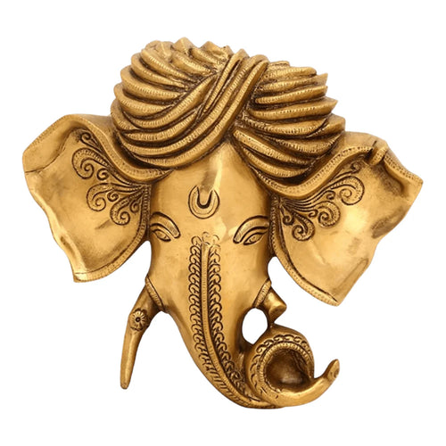 Brass Crafted Ganesha Wall Mask – Handmade Decorative Wall Hanging