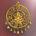 Decorative Pure Brass Om Ganesha Wall Hanging with Bells – Handcrafted Spiritual Home Décor
