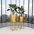 CosmoLiving Decorative Gold Metal Glam Planter Set of 2 with Modern Stand