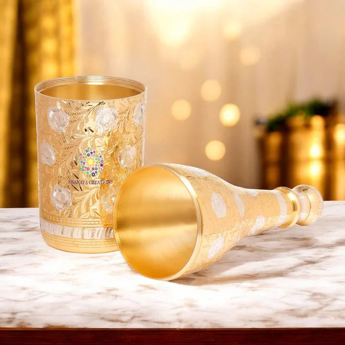 RoyalStuffs Pure Brass Royal Champagne Bottle – Hand Carved 16 Inch Decorative Showpiece